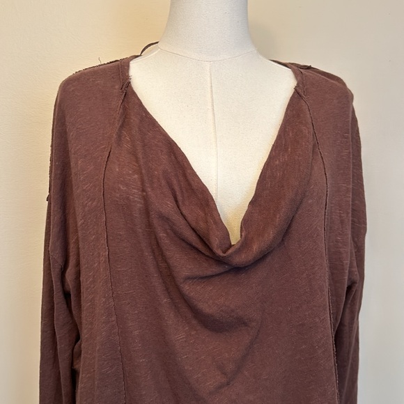 WE THE FREE x FREE PEOPLE brown linen/cotton blend sweater size extra small - Picture 5 of 10